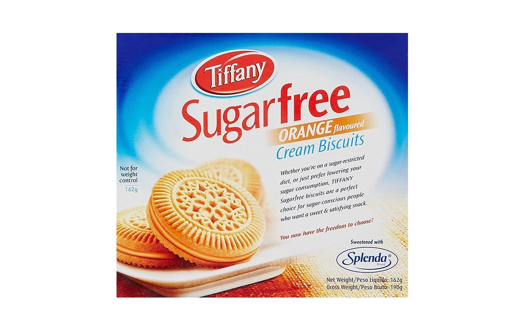 Tiffany Sugarfree Orange Flavoured Cream Biscuits   Box  162 grams